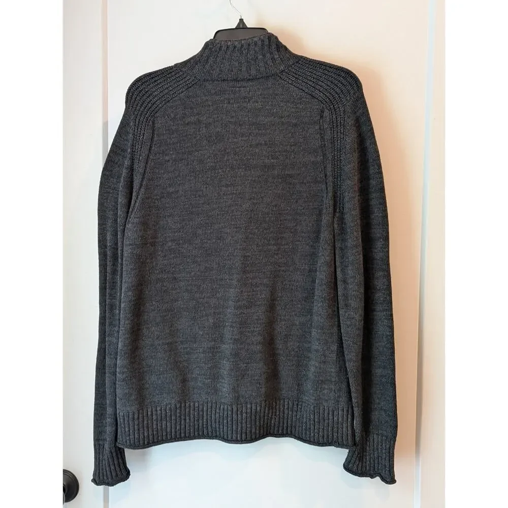 Gap Mens Large Sweater Zip Cardigan Charcoal Gray Cotton Blend W/Silk